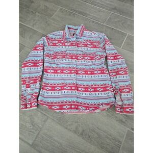 Panhandle Western Shirt Womens Aztec‎ Long Sleeve Button Up Medium Country Pearl